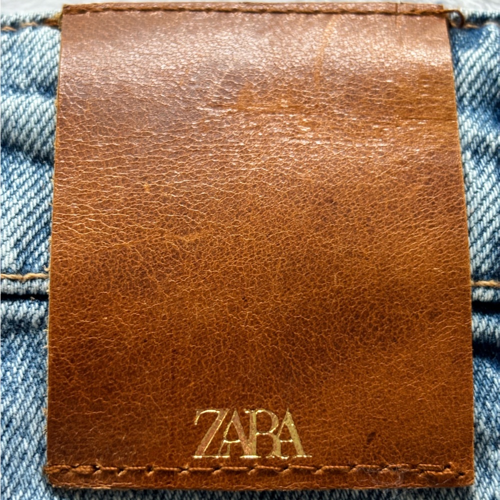 ZARA High Rise Full Length Straight Leg Blue Jeans--6 - Picture 2 of 16